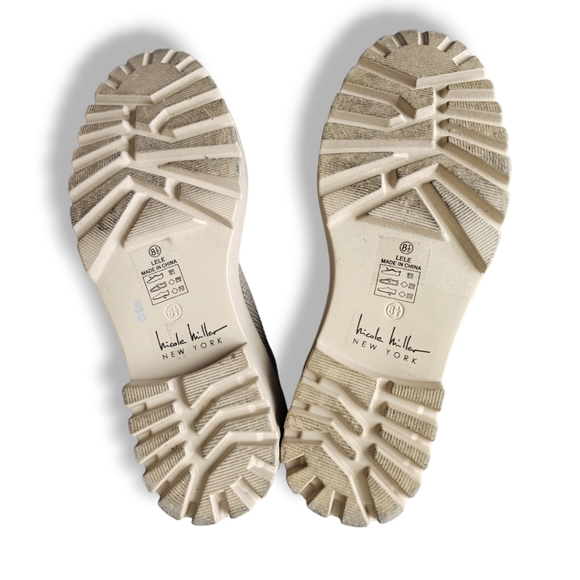 Nicole Miller Taupe-Beige Ankle Wedge Knit Sock Boots - Picture 5 of 7